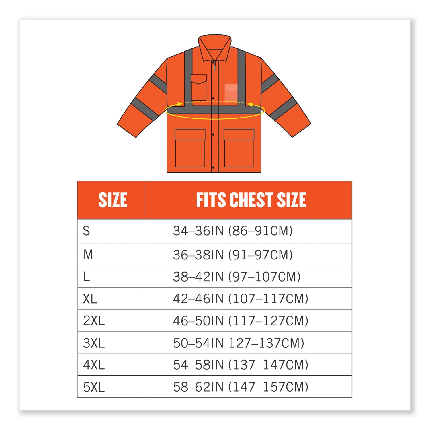 ergodyne GloWear 8366 Class 3 Lightweight Hi-Vis Rain Jacket, Polyester, Small, Orange (24362)