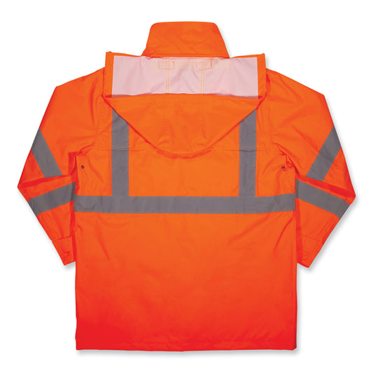 ergodyne GloWear 8366 Class 3 Lightweight Hi-Vis Rain Jacket, Polyester, Medium, Orange (24363)