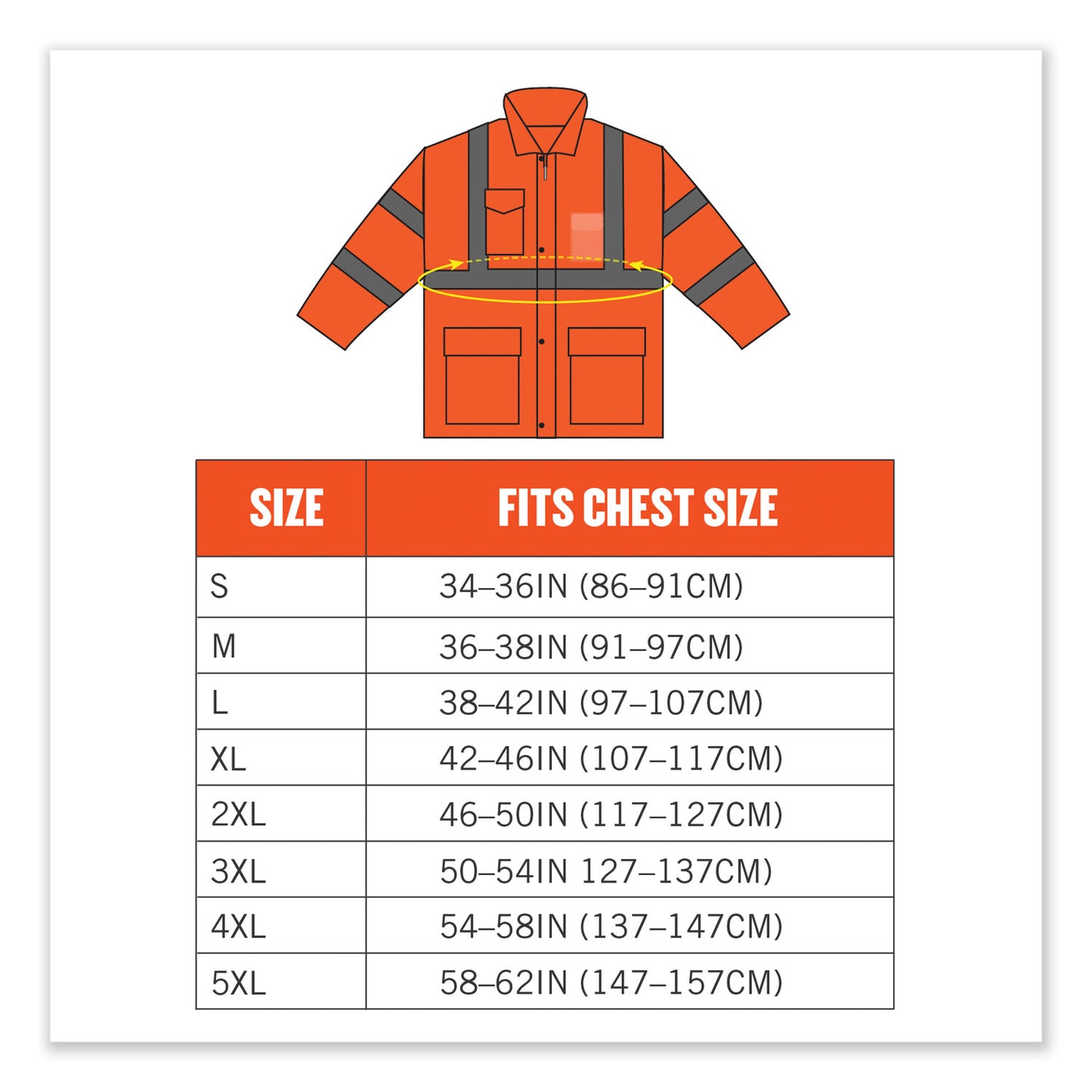 ergodyne GloWear 8366 Class 3 Lightweight Hi-Vis Rain Jacket, Polyester, 3X-Large, Orange (24367)