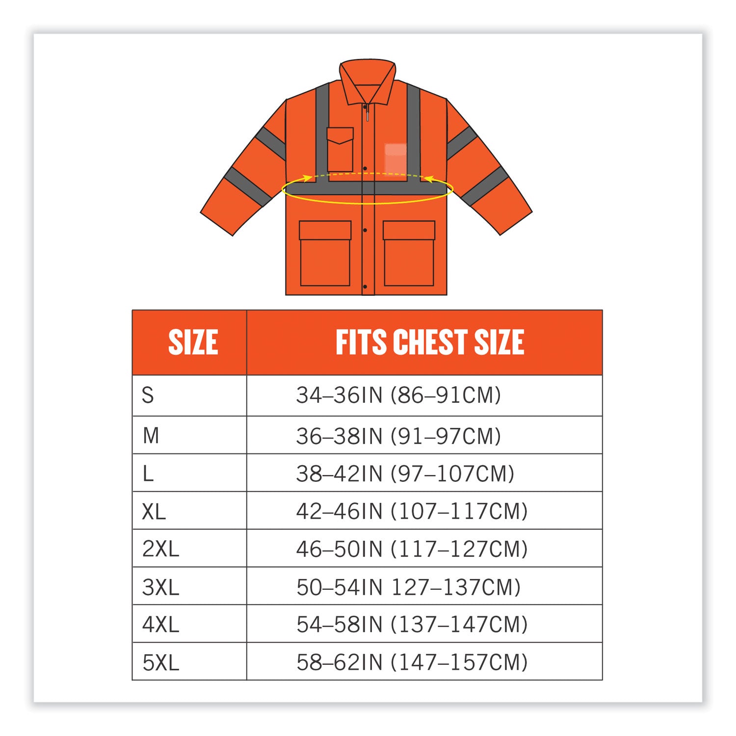 ergodyne GloWear 8366 Class 3 Lightweight Hi-Vis Rain Jacket, Polyester, 5X-Large, Orange (24369)