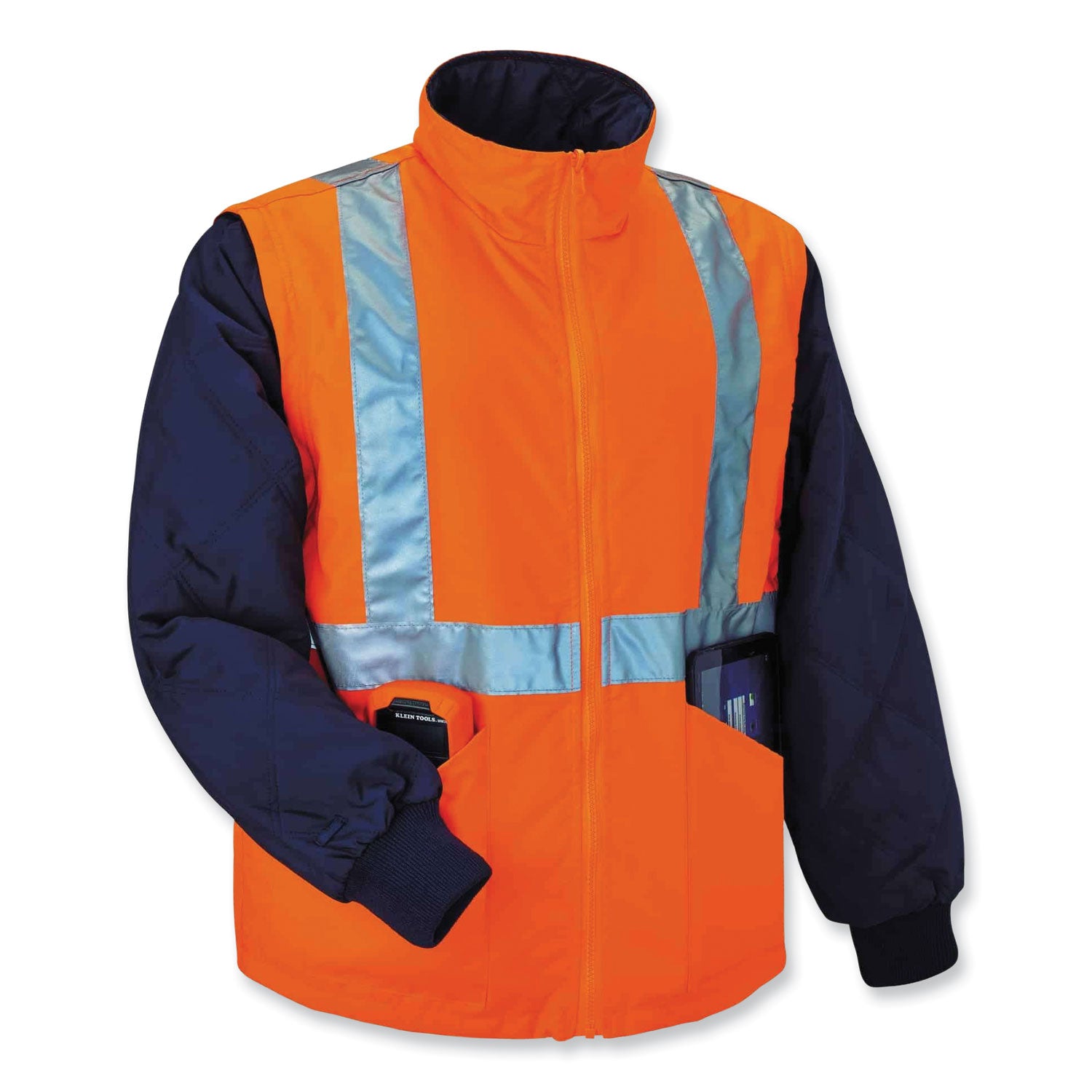 ergodyne GloWear 8385 Class 3 Hi-Vis 4-in-1 Jacket, Small, Orange (24372)