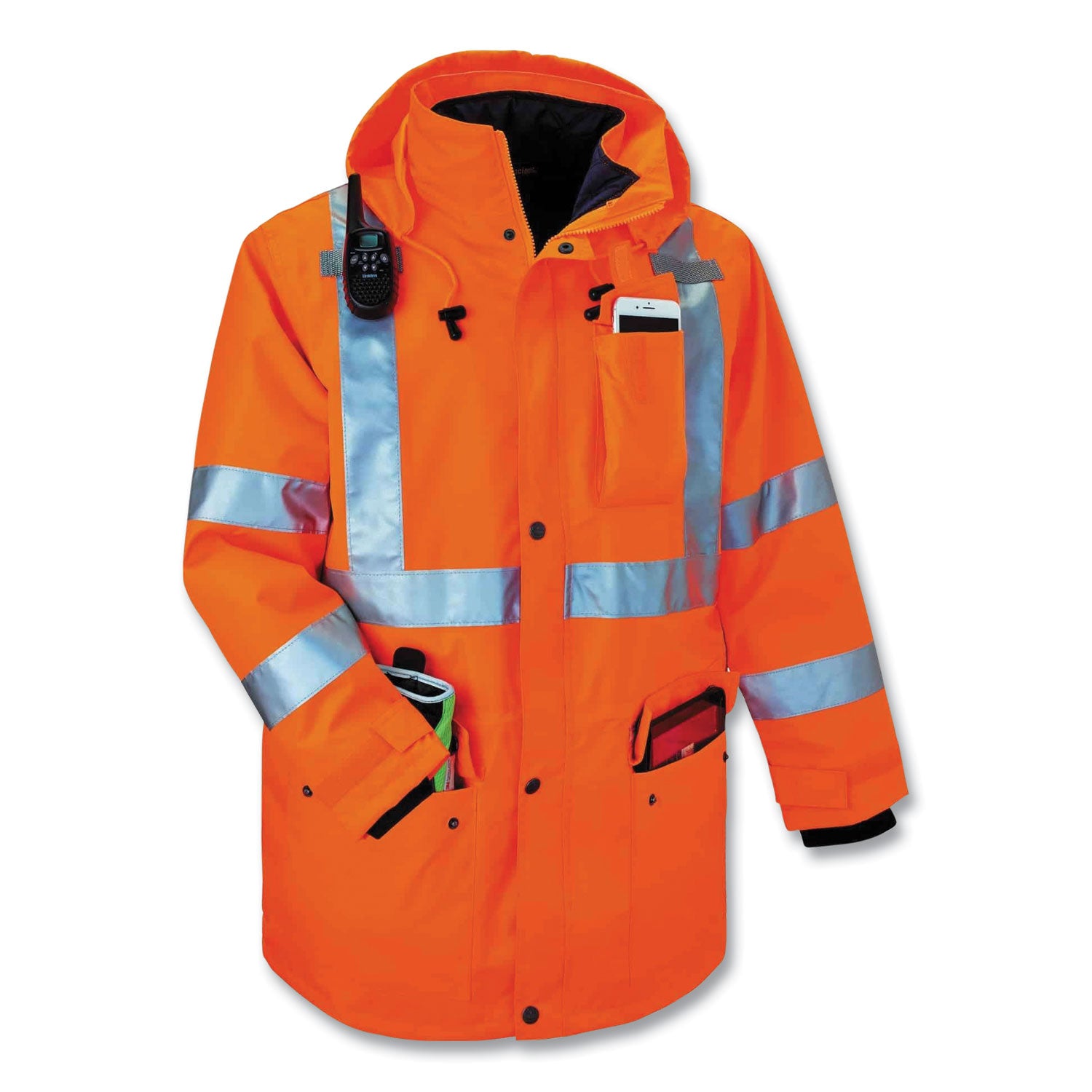 ergodyne GloWear 8385 Class 3 Hi-Vis 4-in-1 Jacket, 3X-Large, Orange (24377)