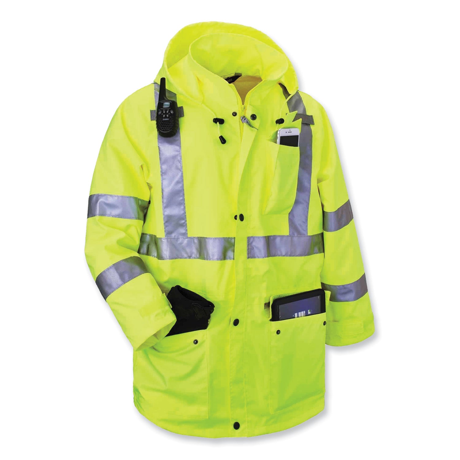 ergodyne GloWear 8385 Class 3 Hi-Vis 4-in-1 Jacket, Small, Lime (24382)