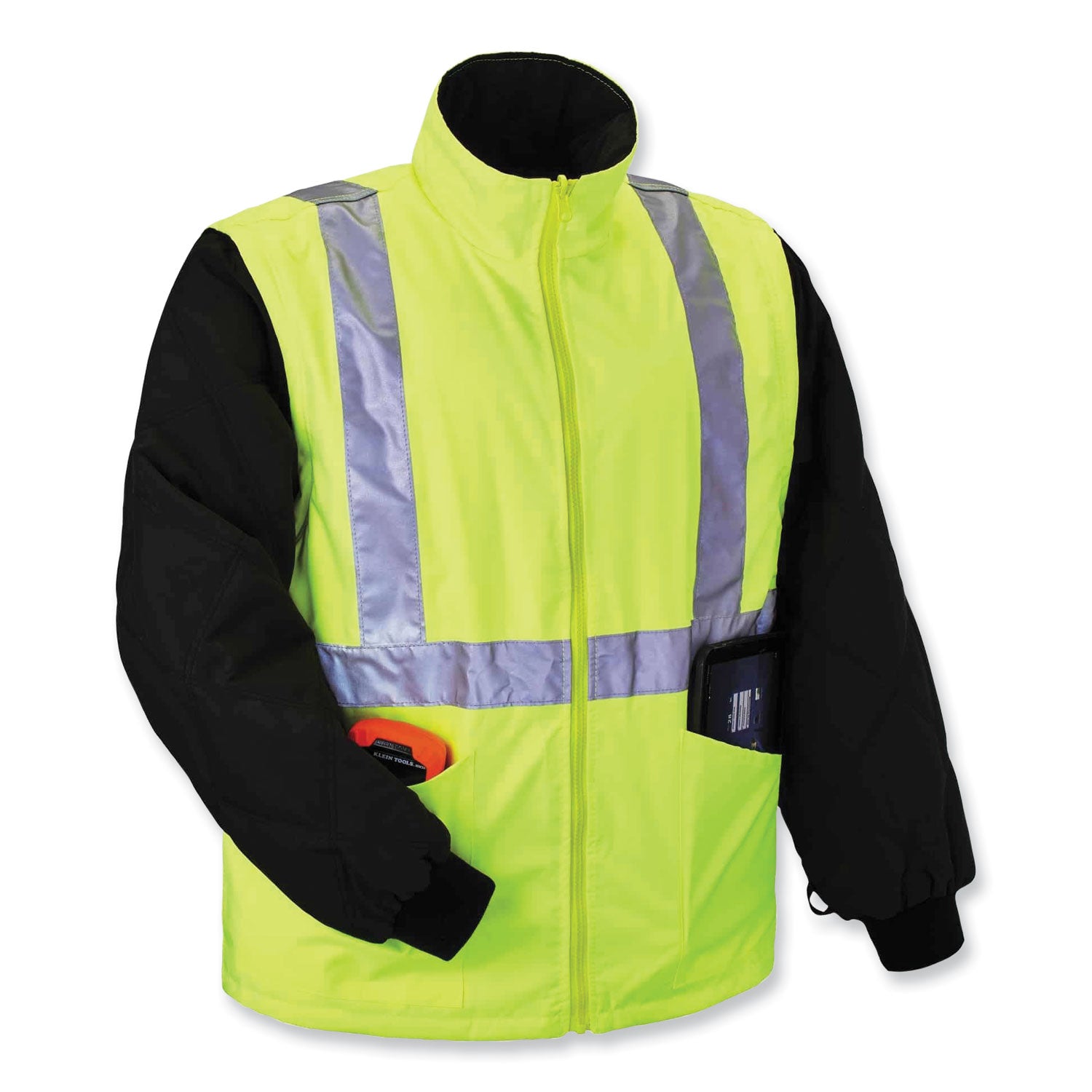 ergodyne GloWear 8385 Class 3 Hi-Vis 4-in-1 Jacket, Small, Lime (24382)