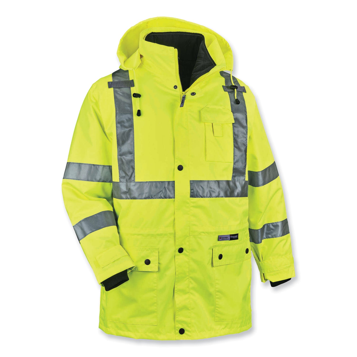 ergodyne GloWear 8385 Class 3 Hi-Vis 4-in-1 Jacket, Medium, Lime (24383)