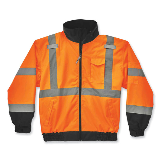 ergodyne GloWear 8379 Class 3 Hi-Vis Fleece Lined Bomber Jacket, Orange, X-Large (24465)