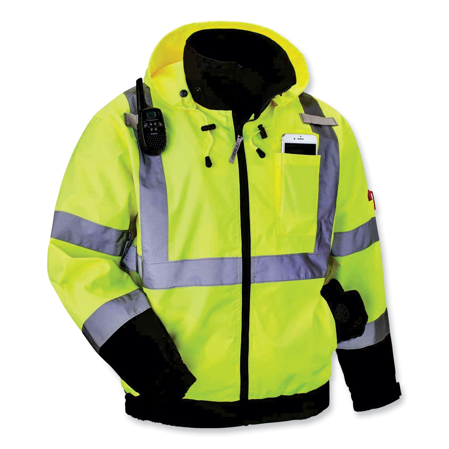 ergodyne GloWear 8379 Class 3 Hi-Vis Fleece Lined Bomber Jacket, Lime, 3X-Large (24477)