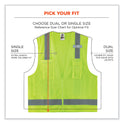 ergodyne GloWear 8249Z-S Single Size Class 2 Economy Surveyors Zipper Vest, Polyester, Small, Lime (24502)