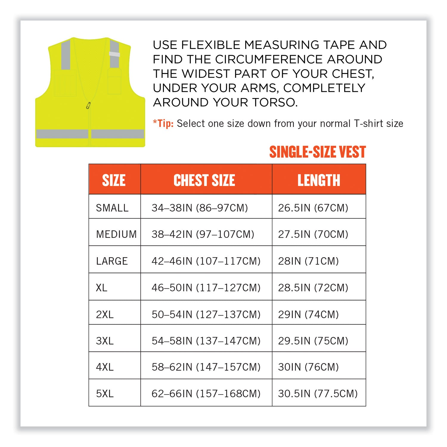 ergodyne GloWear 8249Z-S Single Size Class 2 Economy Surveyors Zipper Vest, Polyester, Medium, Lime (24503)
