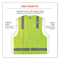 ergodyne GloWear 8249Z-S Single Size Class 2 Economy Surveyors Zipper Vest, Polyester, Large, Lime (24504)