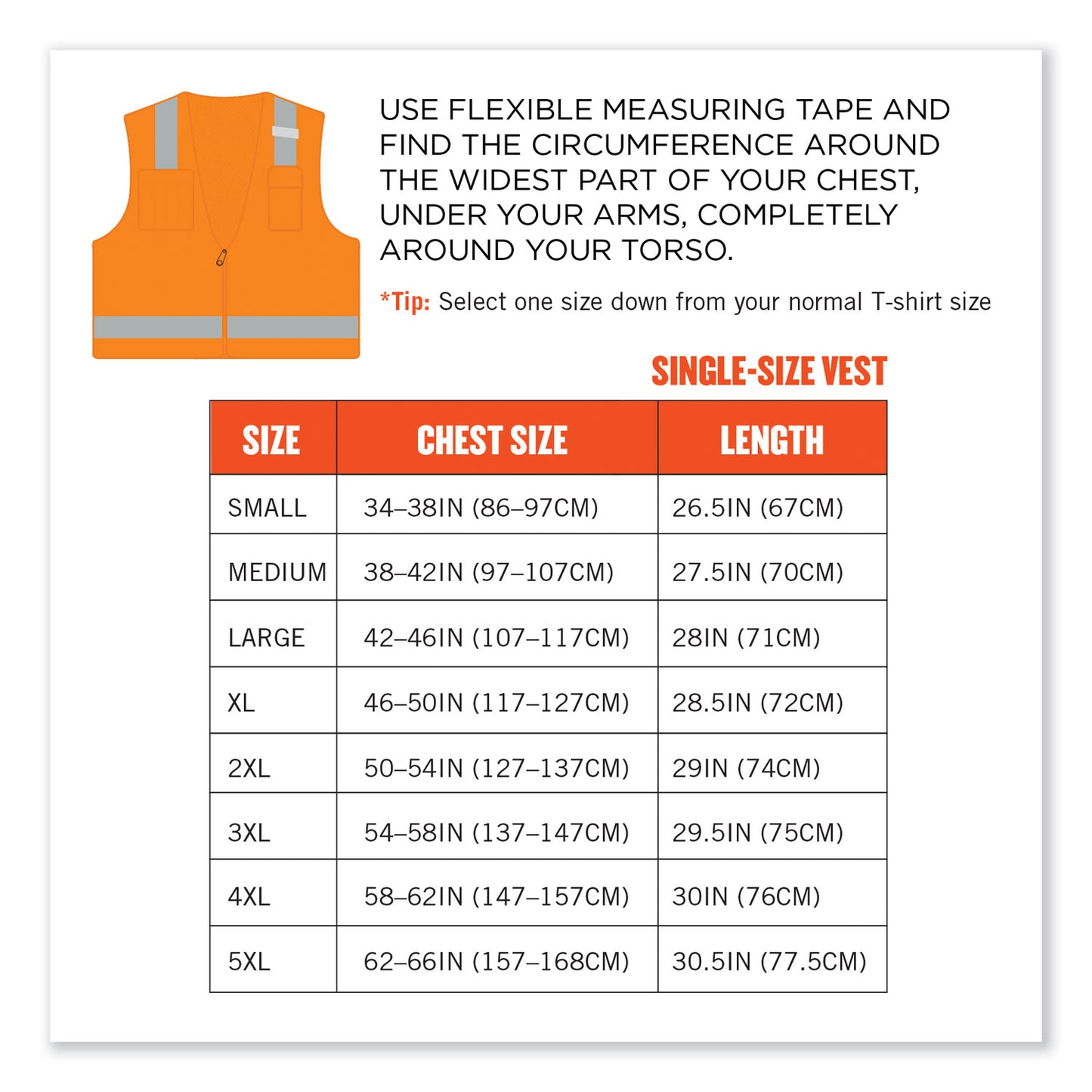 ergodyne GloWear 8249Z-S Single Size Class 2 Economy Surveyors Zipper Vest, Polyester, Small, Orange (24512)