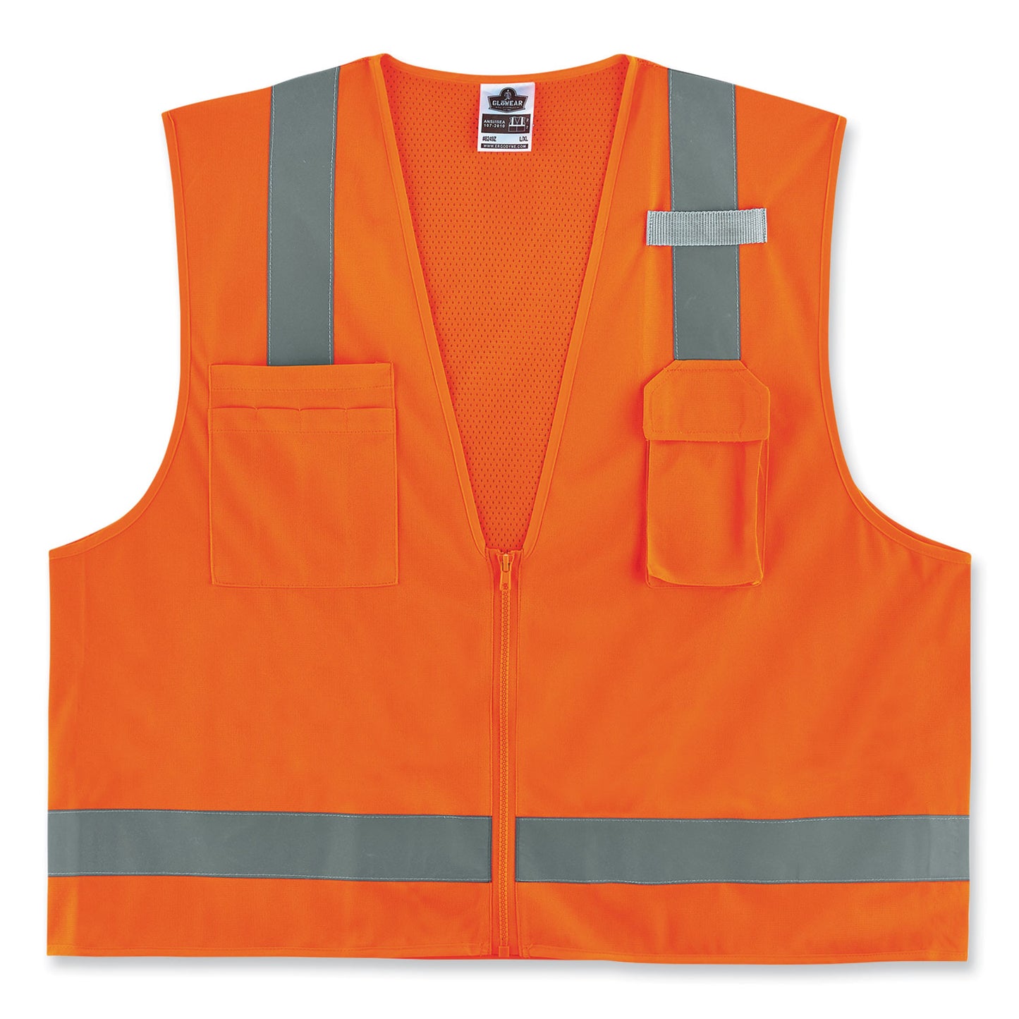 ergodyne GloWear 8249Z-S Single Size Class 2 Economy Surveyors Zipper Vest, Polyester, X-Large, Orange (24515)