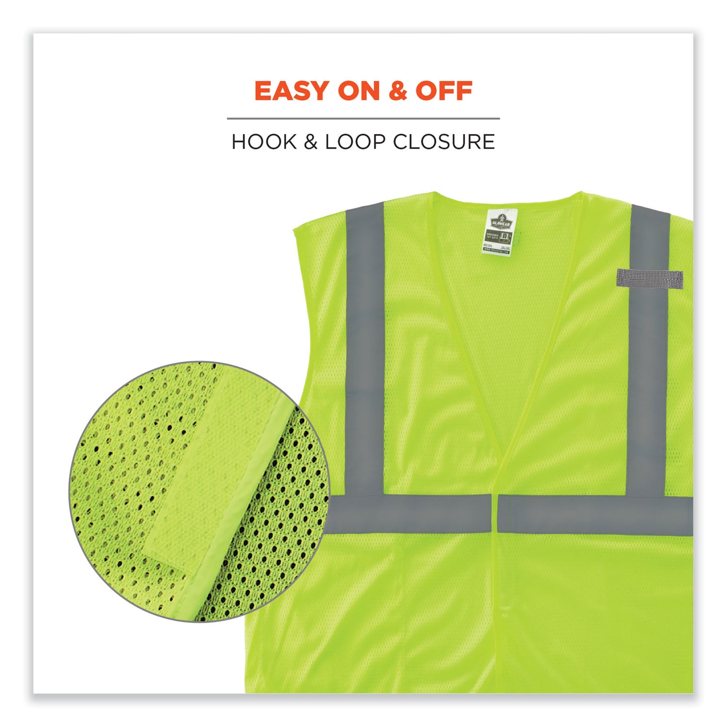 ergodyne GloWear 8210HL-S Single Size Class 2 Economy Mesh Vest, Polyester, X-Small, Lime (24521)