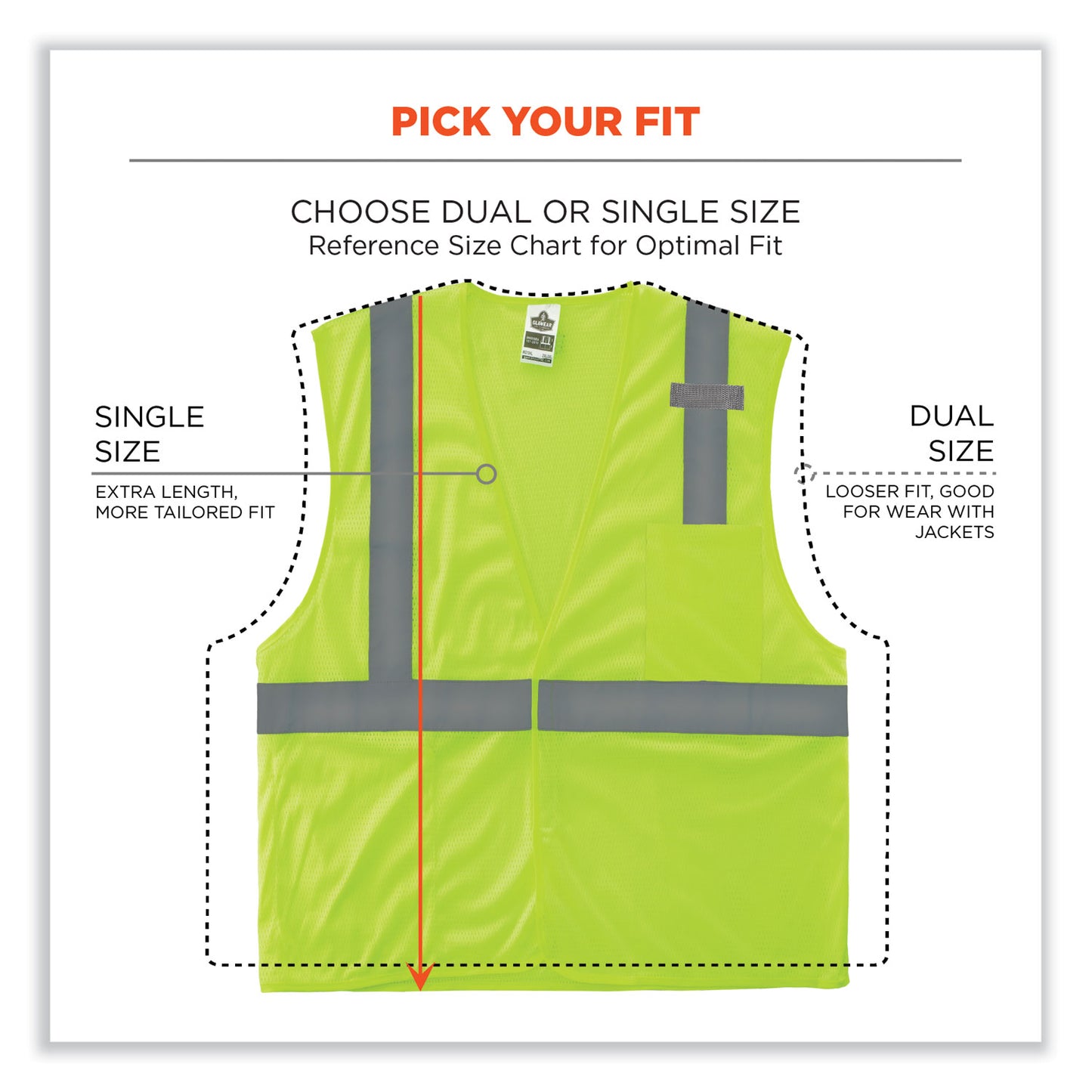 ergodyne GloWear 8210HL-S Single Size Class 2 Economy Mesh Vest, Polyester, Medium, Lime (24523)