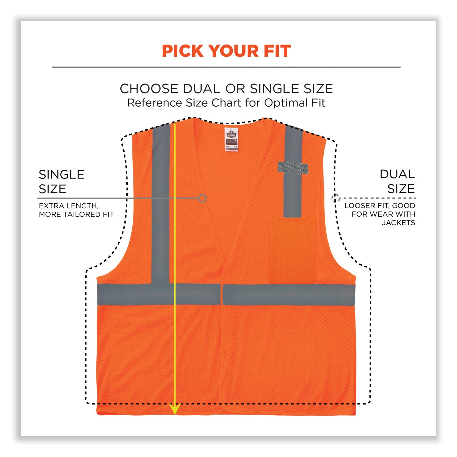 ergodyne GloWear 8210HL-S Single Size Class 2 Economy Mesh Vest, Polyester, Small, Orange (24532)