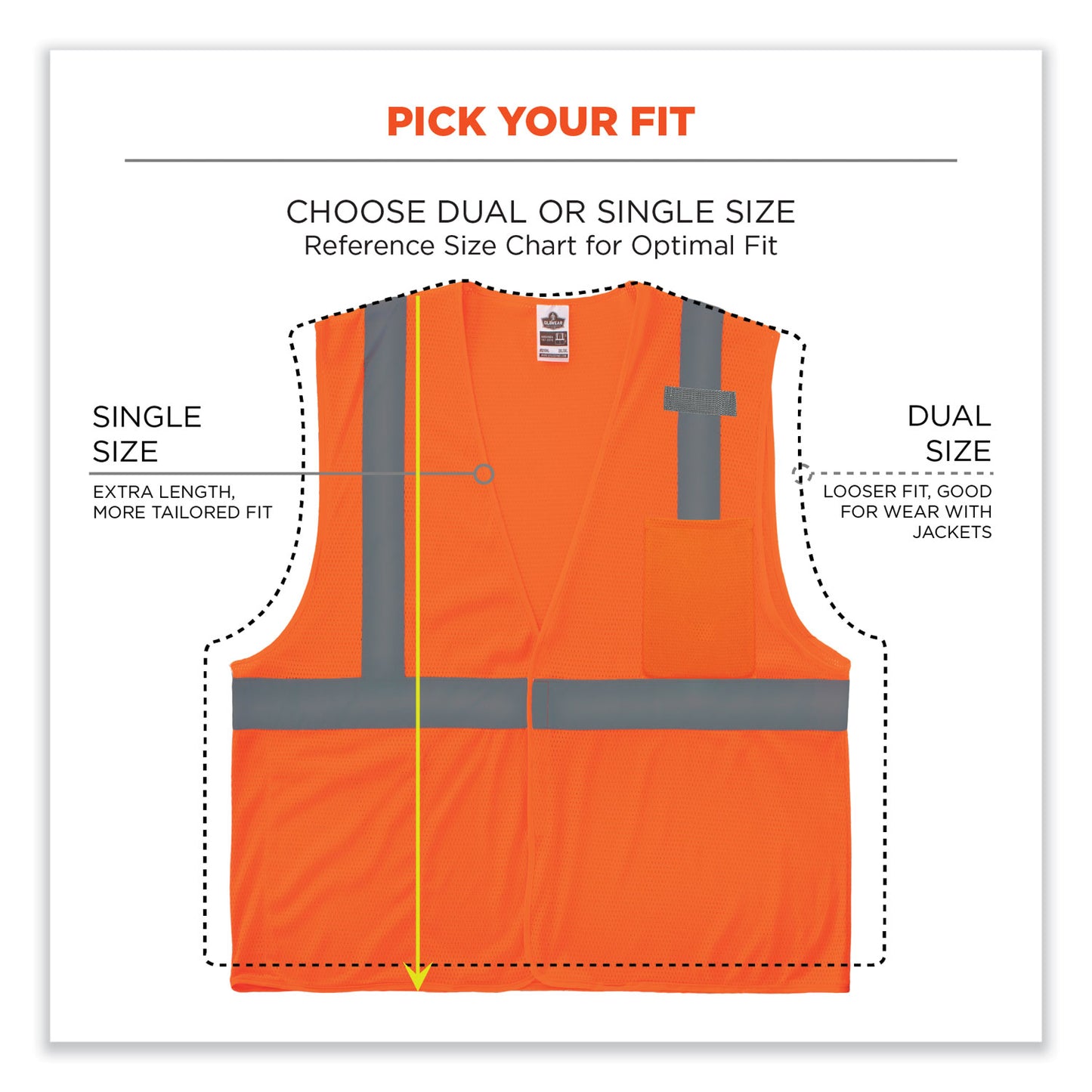 ergodyne GloWear 8210HL-S Single Size Class 2 Economy Mesh Vest, Polyester, X-Large, Orange (24535)