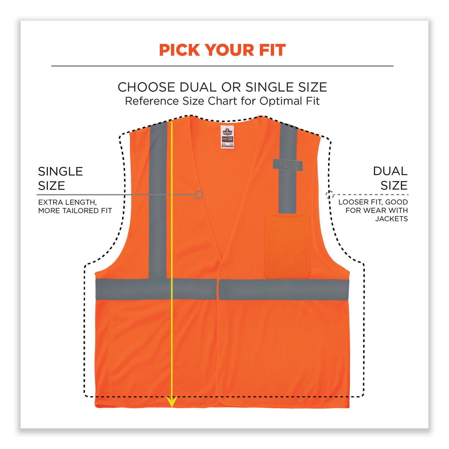 ergodyne GloWear 8210HL-S Single Size Class 2 Economy Mesh Vest, Polyester, 3X-Large, Orange (24537)