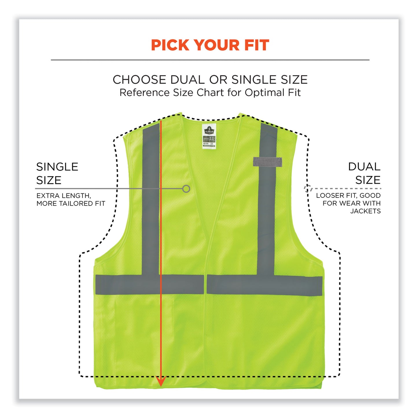 ergodyne GloWear 8215BA-S Single Size Class 2 Economy Breakaway Mesh Vest, Polyester, X-Small, Lime (24541)