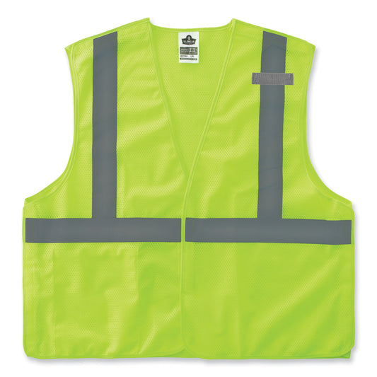 ergodyne GloWear 8215BA-S Single Size Class 2 Economy Breakaway Mesh Vest, Polyester, X-Small, Lime (24541)