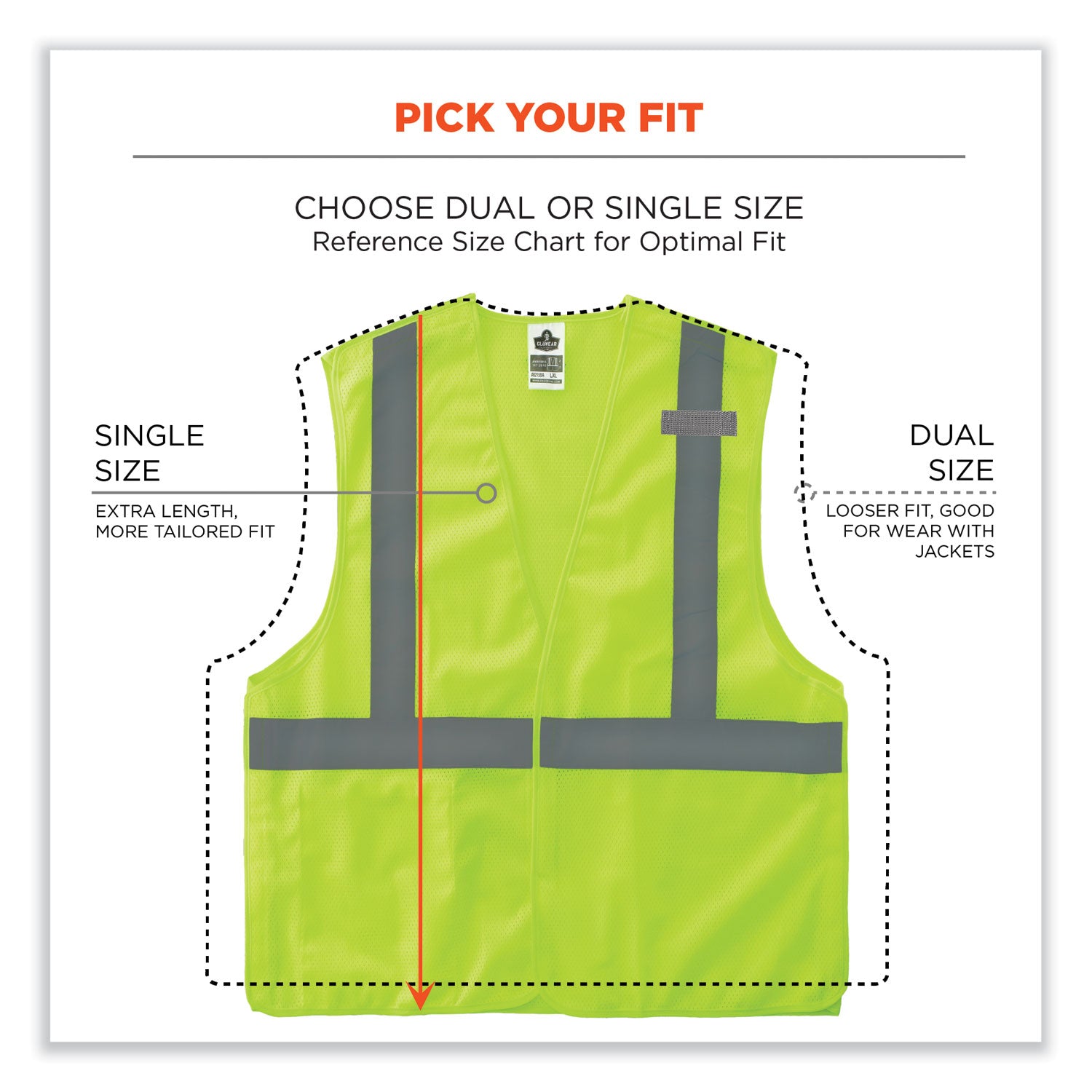 ergodyne GloWear 8215BA-S Single Size Class 2 Economy Breakaway Mesh Vest, Polyester, Small, Lime (24542)