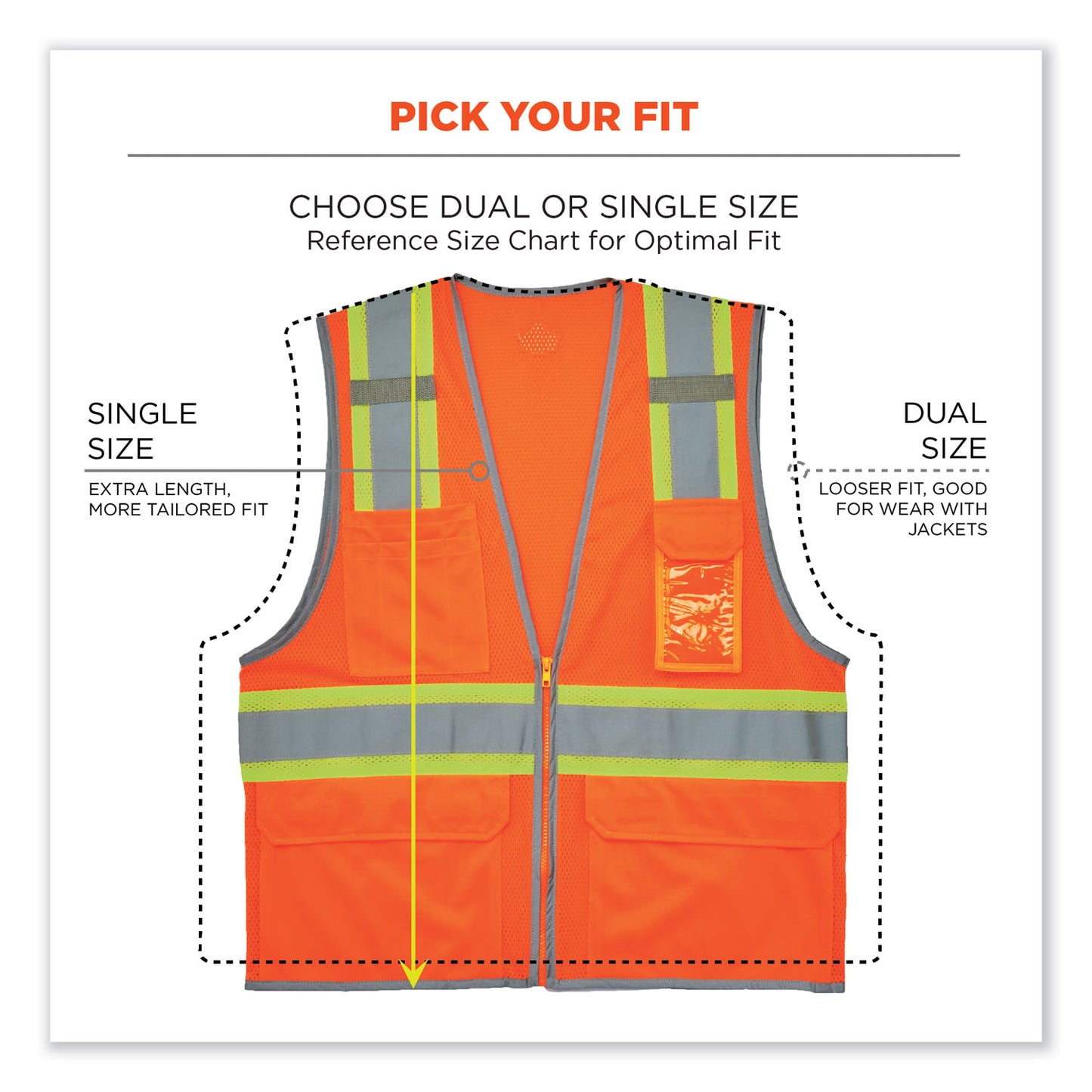 ergodyne GloWear 8246Z-S Single Size Class 2 Two-Tone Mesh Vest, Polyester, 4X-Large, Orange (24578)