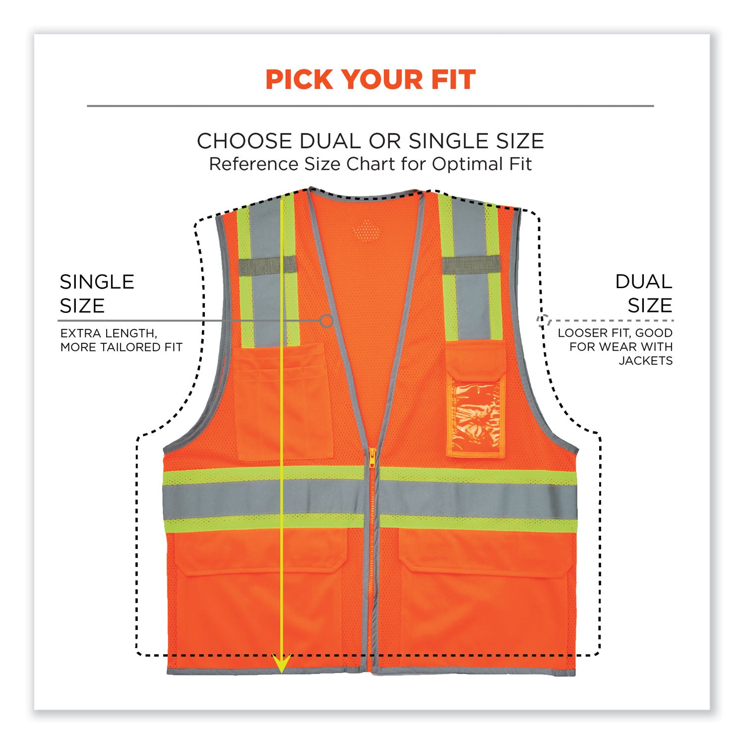 ergodyne GloWear 8246Z-S Single Size Class 2 Two-Tone Mesh Vest, Polyester, 4X-Large, Orange (24578)