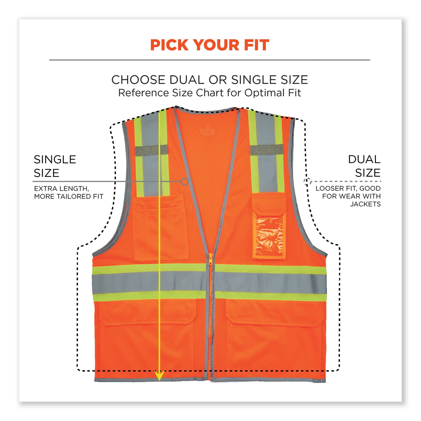 ergodyne GloWear 8246Z-S Single Size Class 2 Two-Tone Mesh Vest, Polyester, X-Large, Orange (24575)