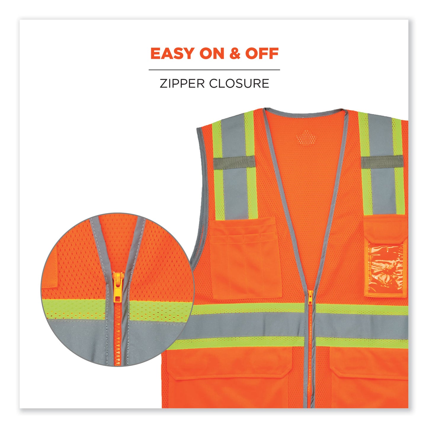 ergodyne GloWear 8246Z-S Single Size Class 2 Two-Tone Mesh Vest, Polyester, X-Large, Orange (24575)