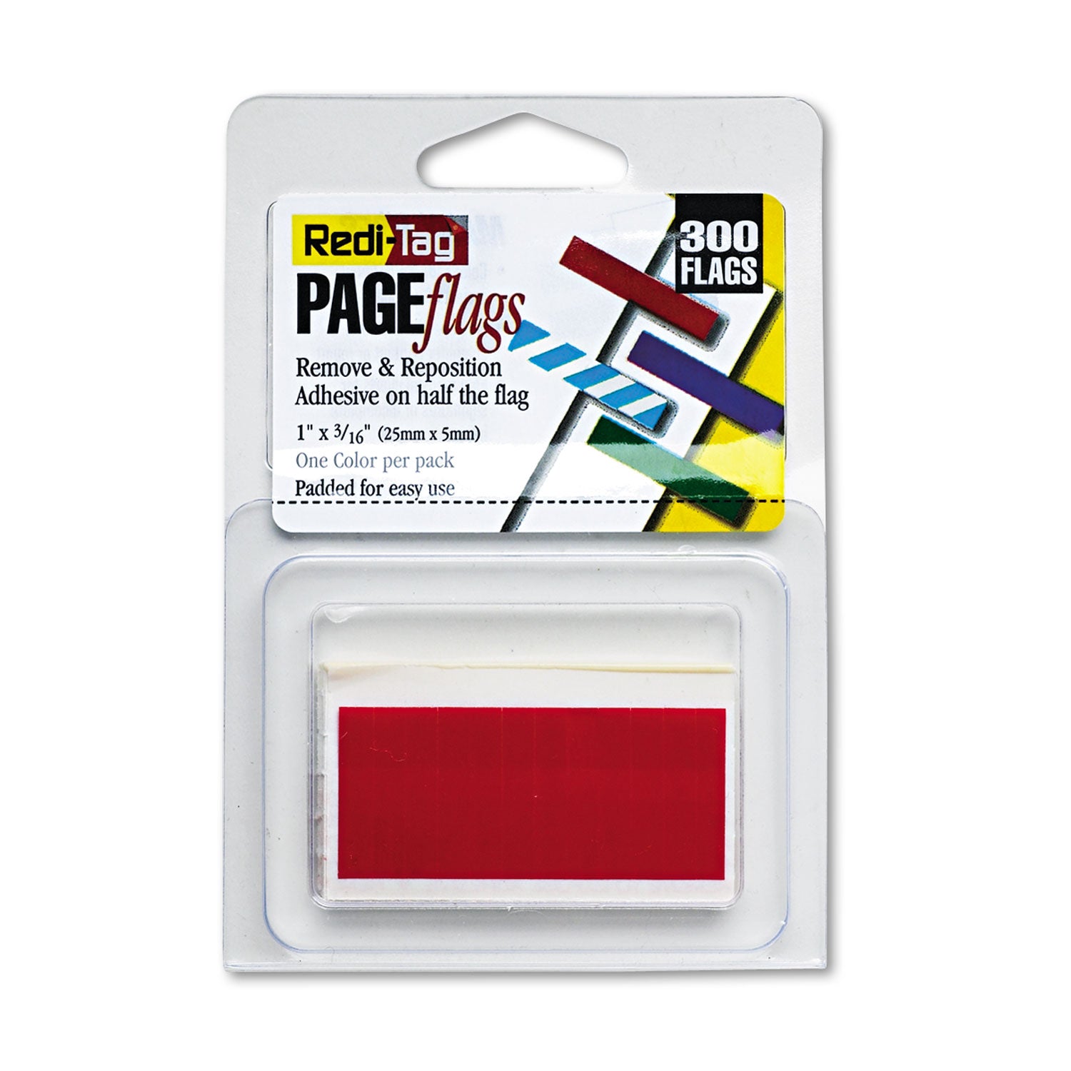 Redi-Tag Removable/Reusable Page Flags, Red, 300/Pack (20022)