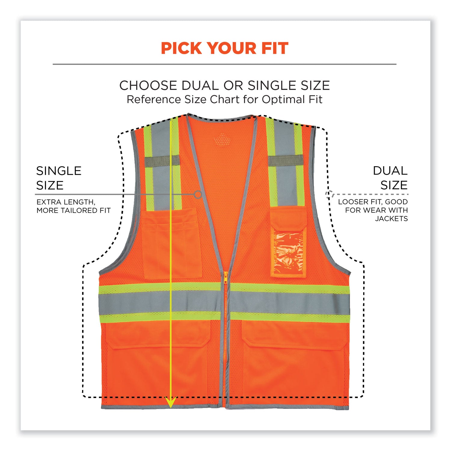 ergodyne GloWear 8246Z-S Single Size Class 2 Two-Tone Mesh Vest, Polyester, Small, Orange (24572)