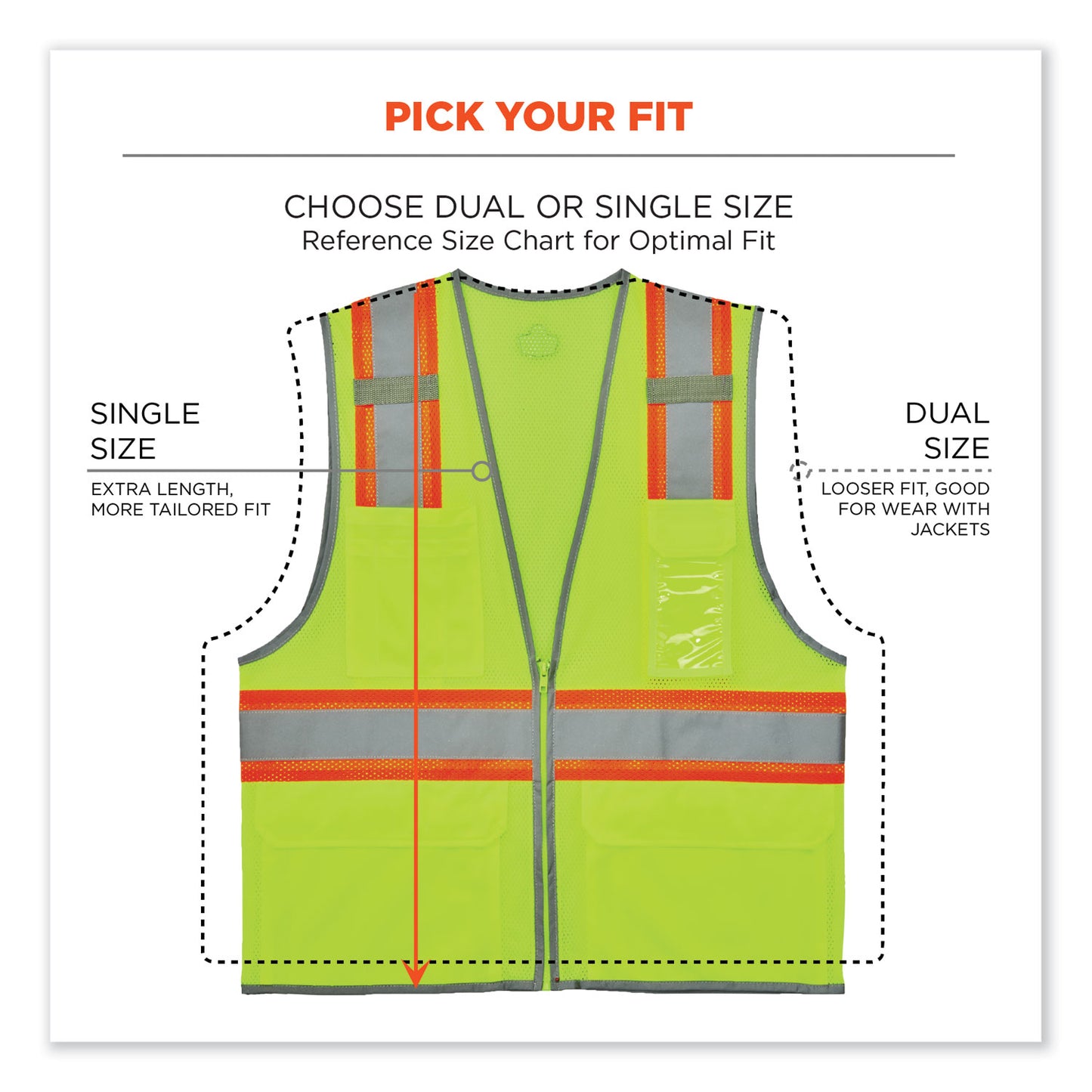 ergodyne GloWear 8246Z-S Single Size Class 2 Two-Tone Mesh Vest, Polyester, 5X-Large, Lime (24569)