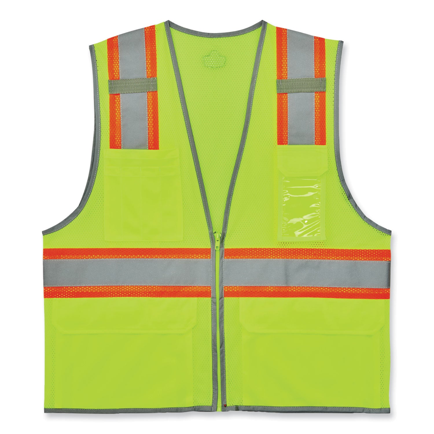 ergodyne GloWear 8246Z-S Single Size Class 2 Two-Tone Mesh Vest, Polyester, X-Large, Lime (24565)