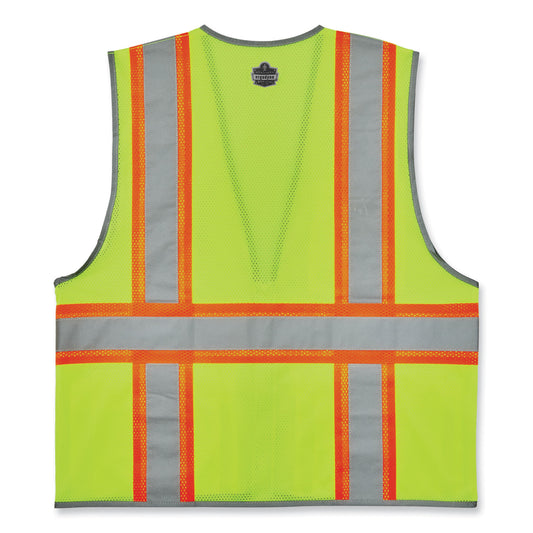 ergodyne GloWear 8246Z-S Single Size Class 2 Two-Tone Mesh Vest, Polyester, Large, Lime (24564)