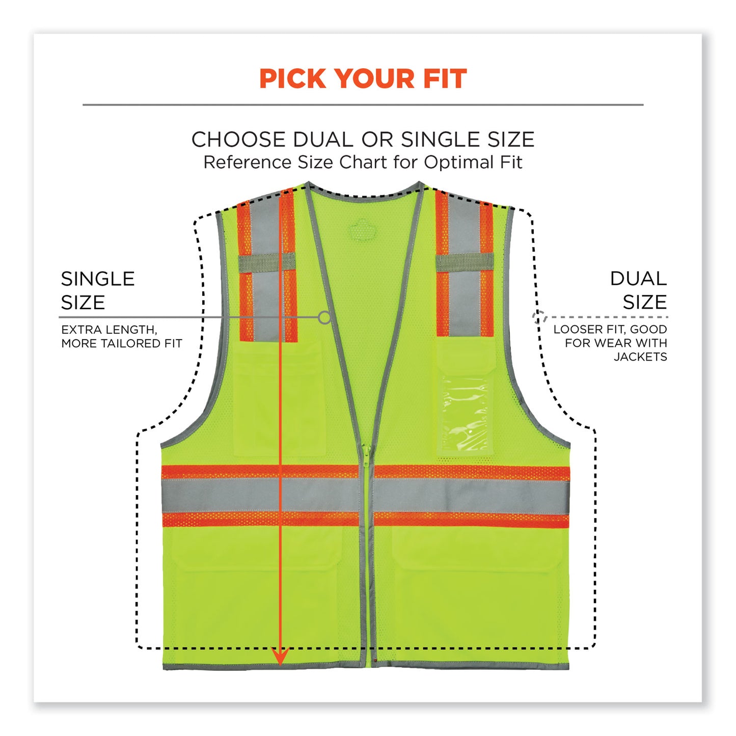 ergodyne GloWear 8246Z-S Single Size Class 2 Two-Tone Mesh Vest, Polyester, Medium, Lime (24563)