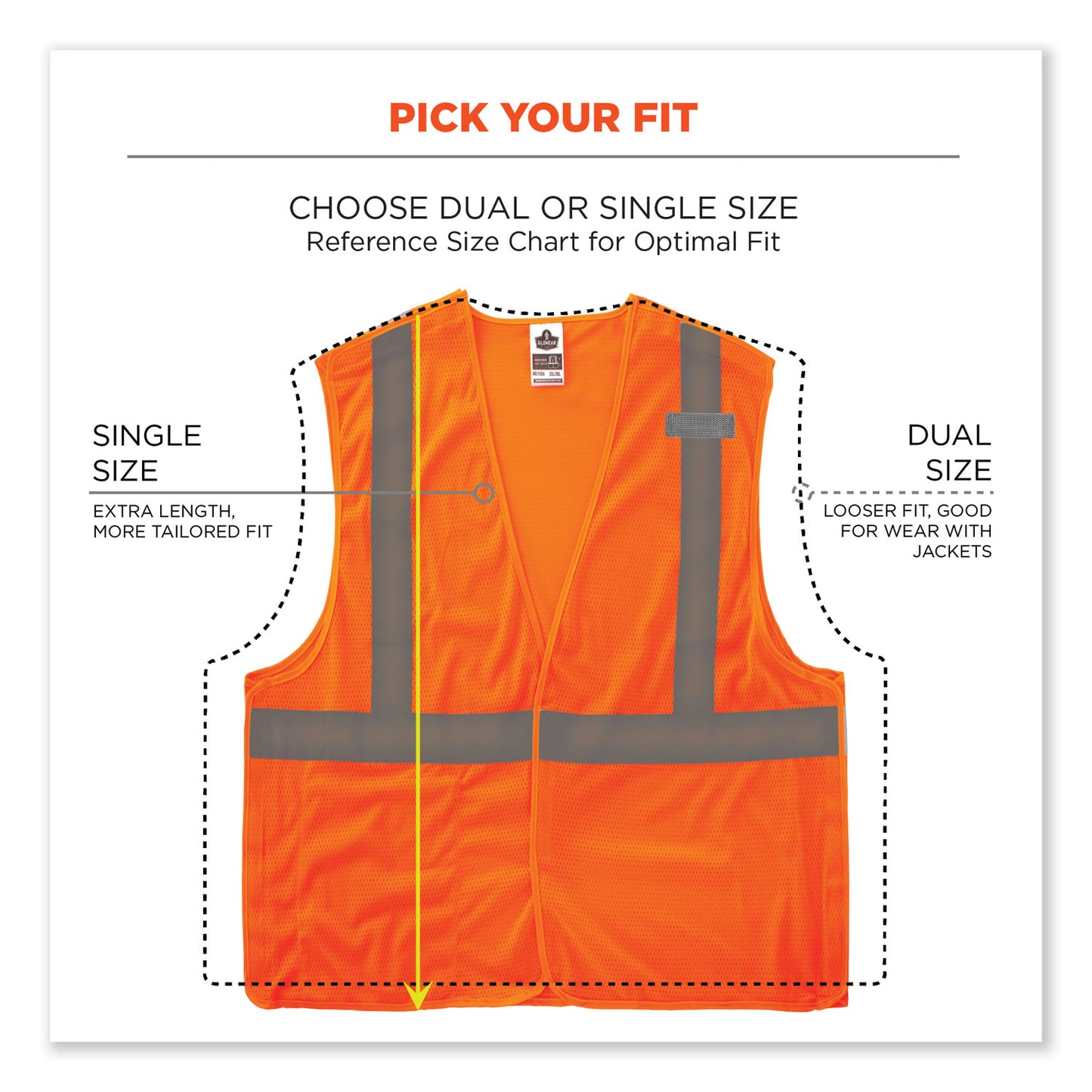 ergodyne GloWear 8215BA-S Single Size Class 2 Economy Breakaway Mesh Vest, Polyester, 5X-Large, Orange (24559)