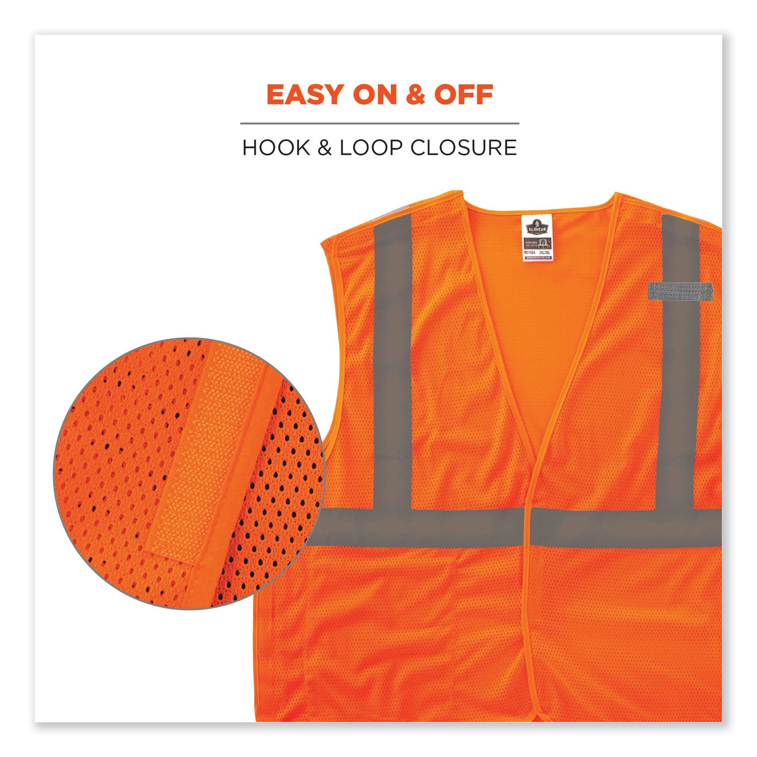 ergodyne GloWear 8215BA-S Single Size Class 2 Economy Breakaway Mesh Vest, Polyester, 5X-Large, Orange (24559)