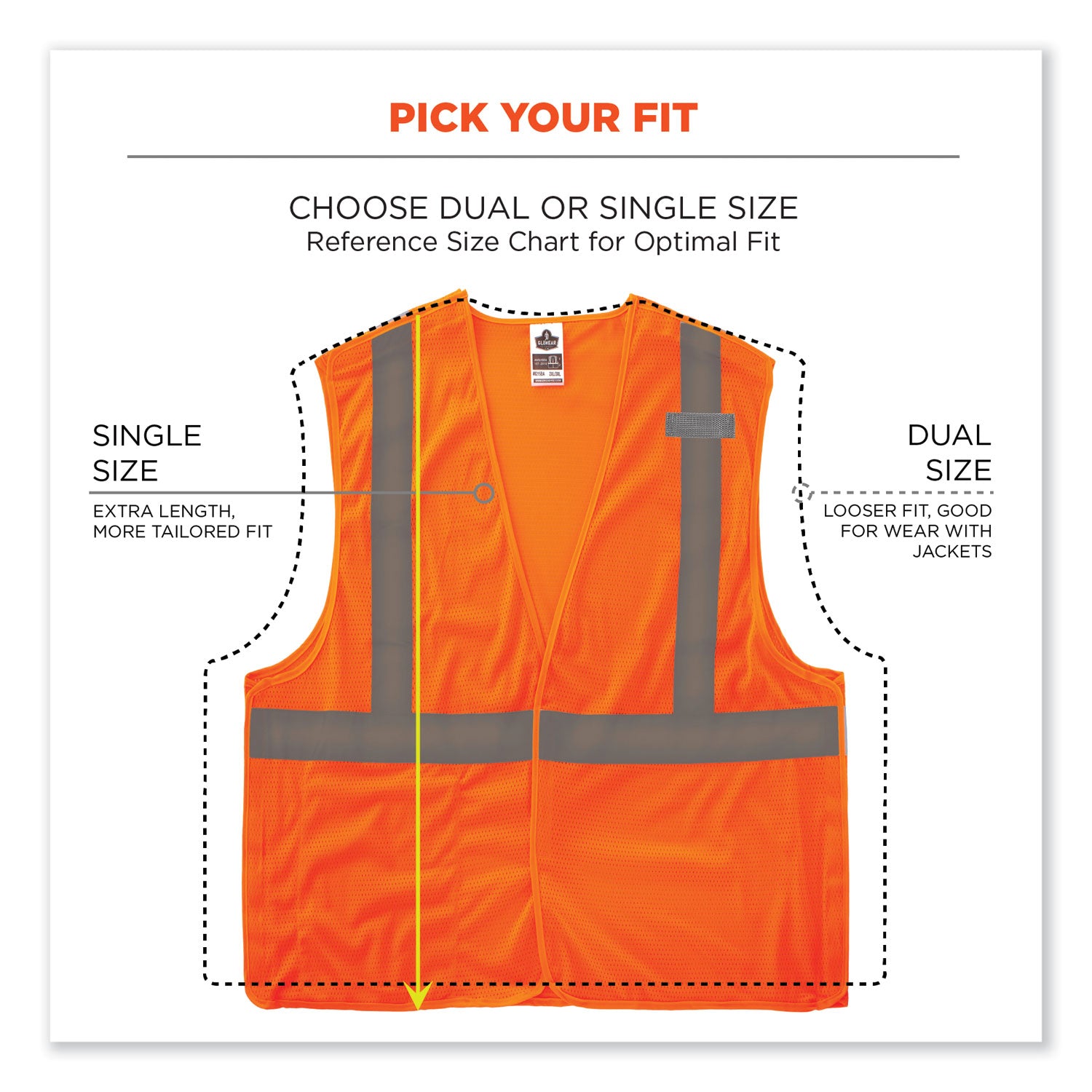 ergodyne GloWear 8215BA-S Single Size Class 2 Economy Breakaway Mesh Vest, Polyester, 2X-Large, Orange (24556)