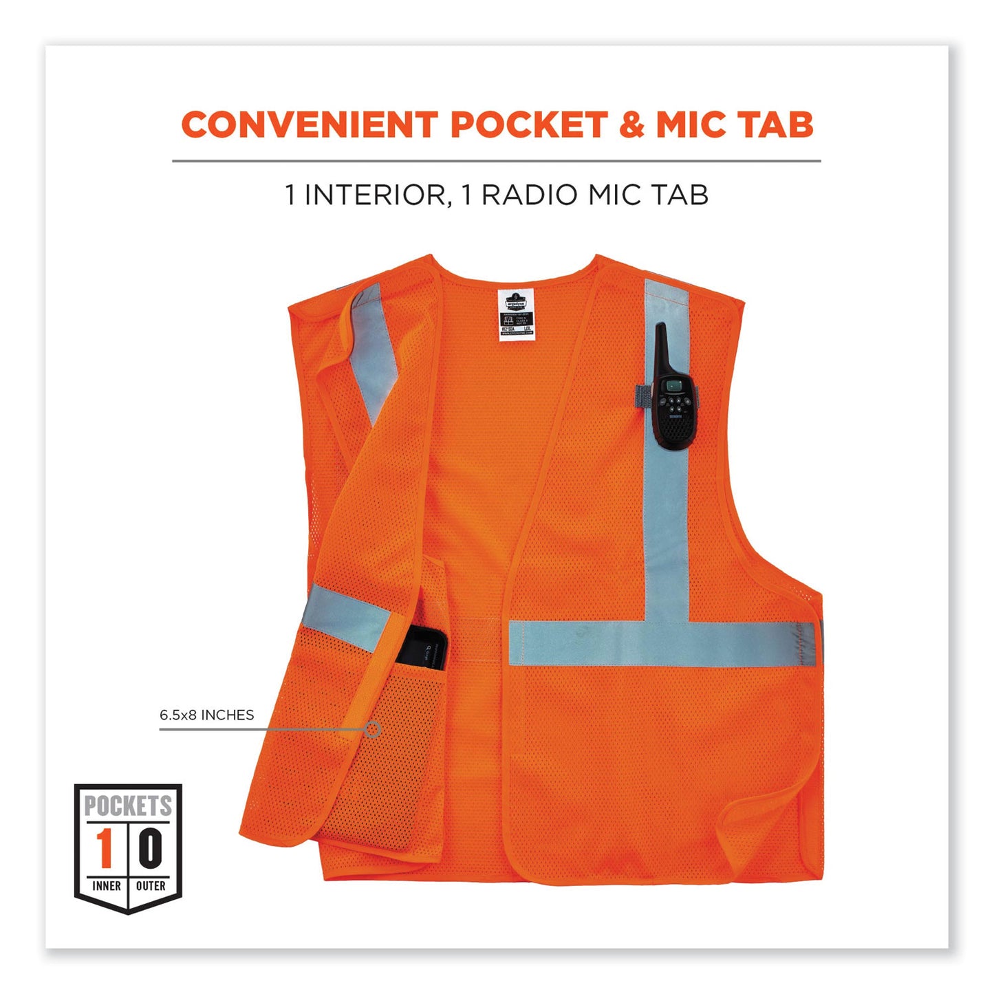ergodyne GloWear 8215BA-S Single Size Class 2 Economy Breakaway Mesh Vest, Polyester, 2X-Large, Orange (24556)