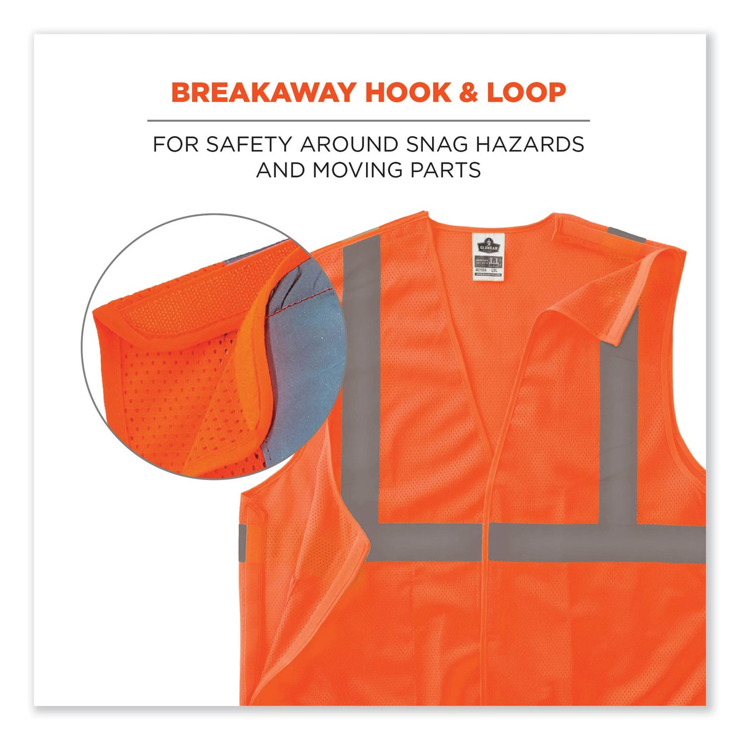 ergodyne GloWear 8215BA-S Single Size Class 2 Economy Breakaway Mesh Vest, Polyester, 2X-Large, Orange (24556)