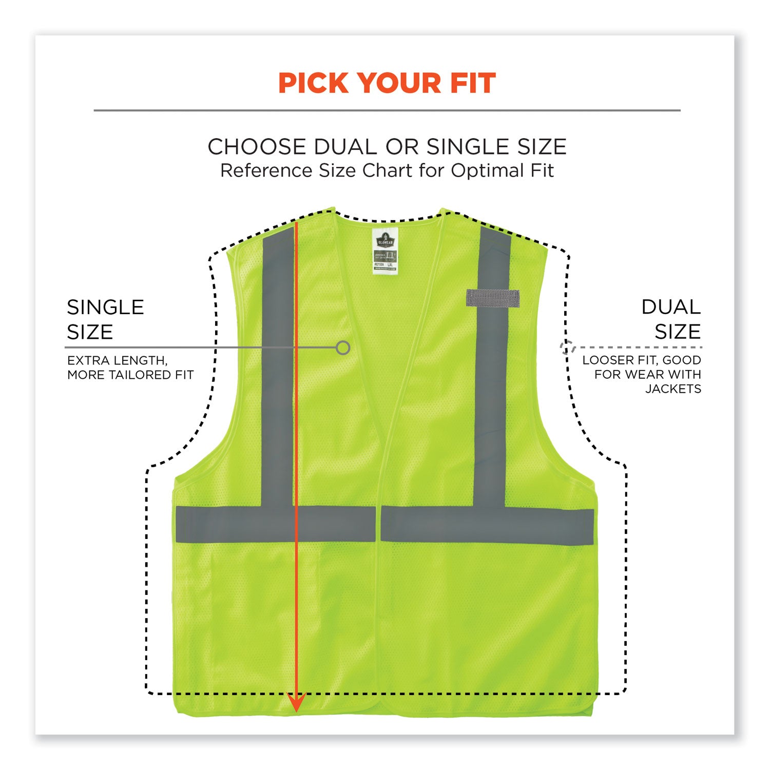 ergodyne GloWear 8215BA-S Single Size Class 2 Economy Breakaway Mesh Vest, Polyester, 5X-Large, Lime (24549)