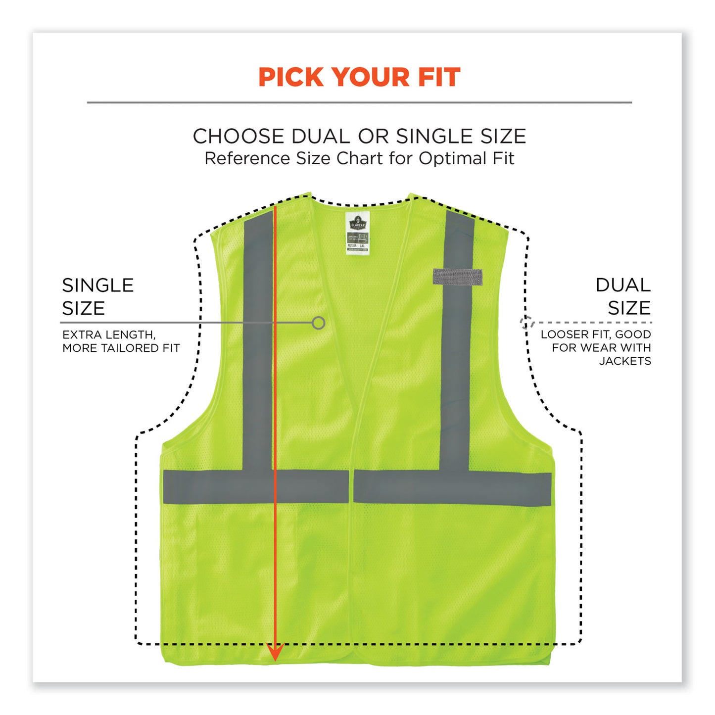 ergodyne GloWear 8215BA-S Single Size Class 2 Economy Breakaway Mesh Vest, Polyester, 4X-Large, Lime (24548)