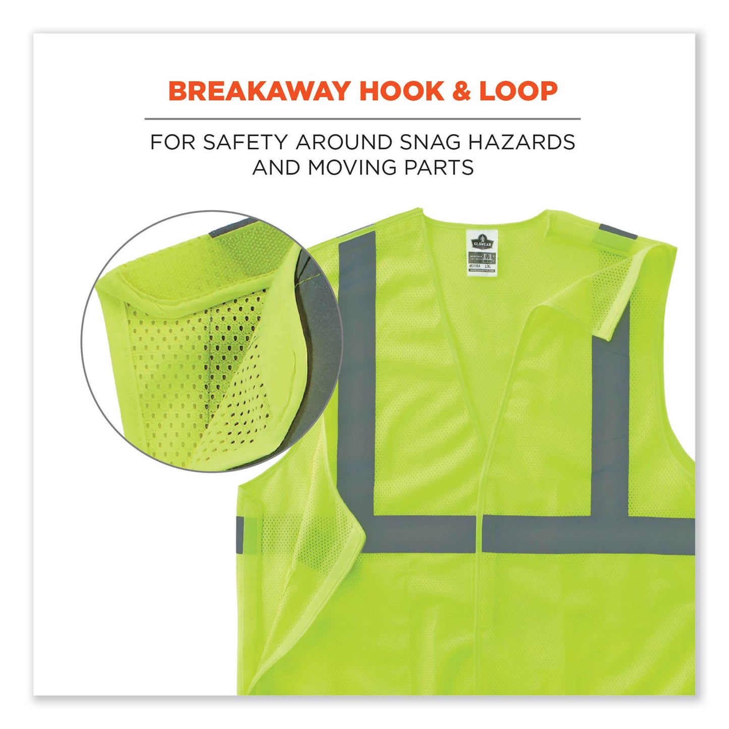 ergodyne GloWear 8215BA-S Single Size Class 2 Economy Breakaway Mesh Vest, Polyester, 4X-Large, Lime (24548)