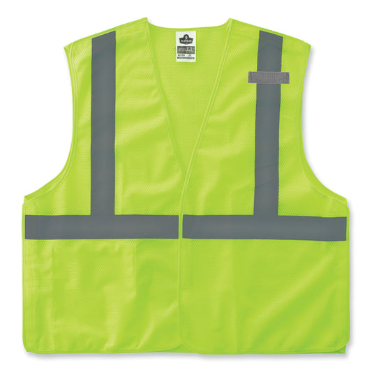 ergodyne GloWear 8215BA-S Single Size Class 2 Economy Breakaway Mesh Vest, Polyester, X-Large, Lime (24545)