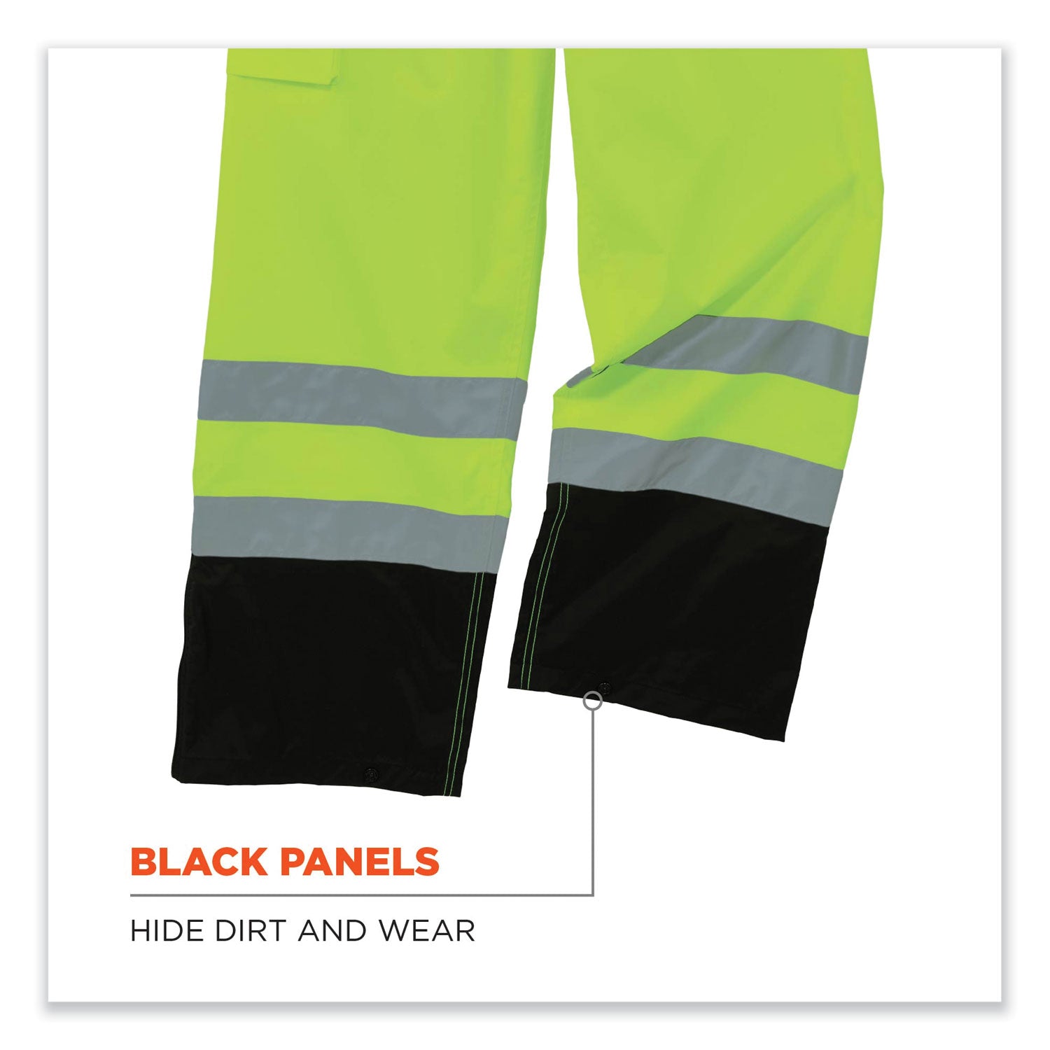 ergodyne GloWear 8918BK Class E Hi-Vis Rain Bibs Black Bottom, Small, Lime (25012)