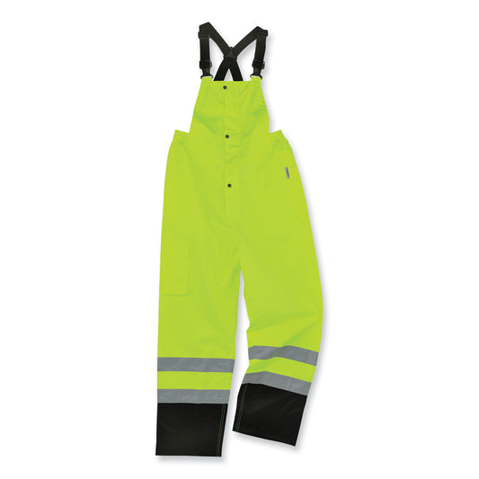 ergodyne GloWear 8918BK Class E Hi-Vis Rain Bibs Black Bottom, Large, Lime (25014)