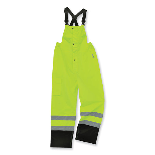 ergodyne GloWear 8918BK Class E Hi-Vis Rain Bibs Black Bottom, 2X-Large, Lime (25016)