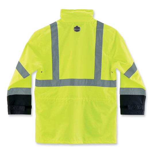 ergodyne GloWear 8365BK Class 3 Hi-Vis Rain Jacket Black Bottom, Small, Lime (25322)