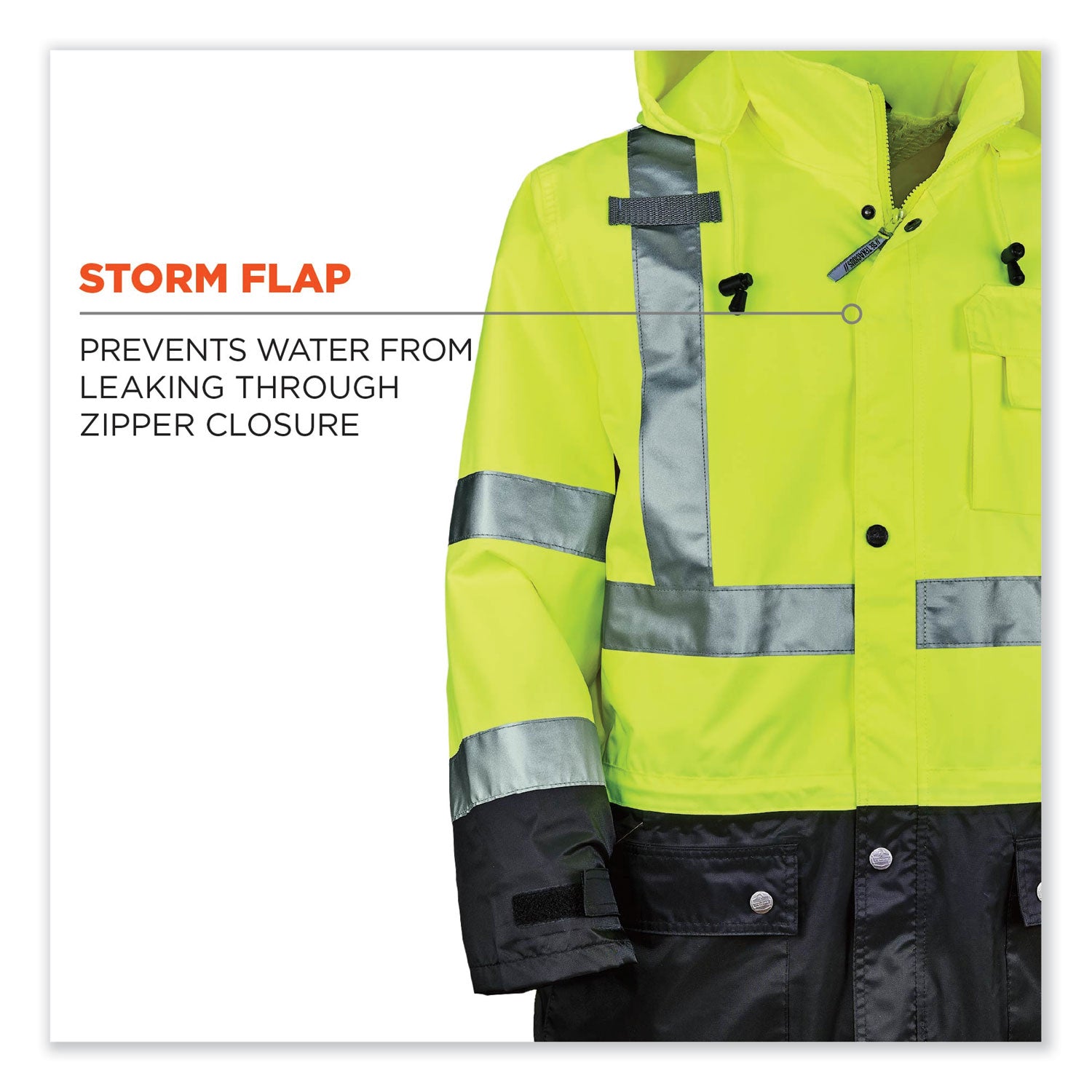 ergodyne GloWear 8365BK Class 3 Hi-Vis Rain Jacket Black Bottom, Medium, Lime (25323)