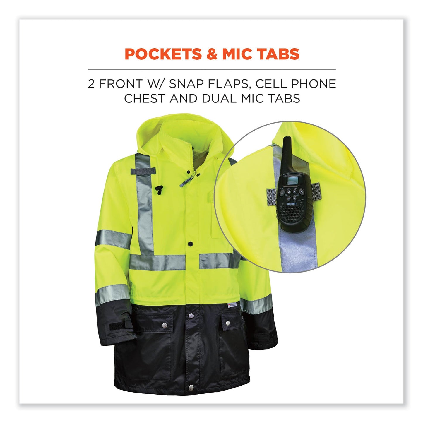 ergodyne GloWear 8365BK Class 3 Hi-Vis Rain Jacket Black Bottom, 2X-Large, Lime (25326)