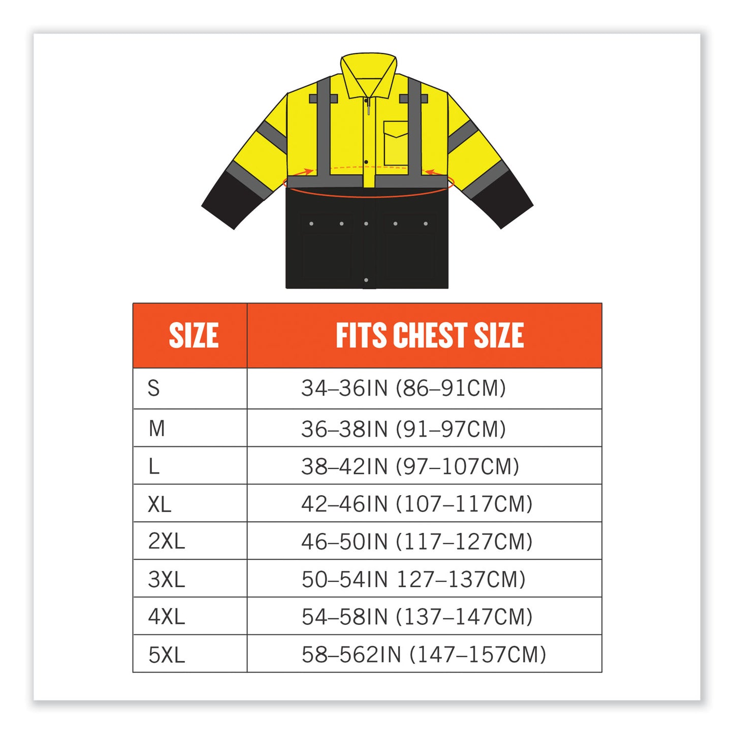 ergodyne GloWear 8365BK Class 3 Hi-Vis Rain Jacket Black Bottom, 5X-Large, Lime (25329)